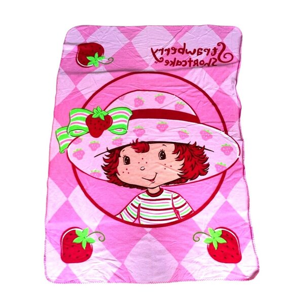 Vintage 2003 Strawberry Shortcake Blanket Throw 62 in x 44 Y2K Christmas Gift - Picture 10 of 12
